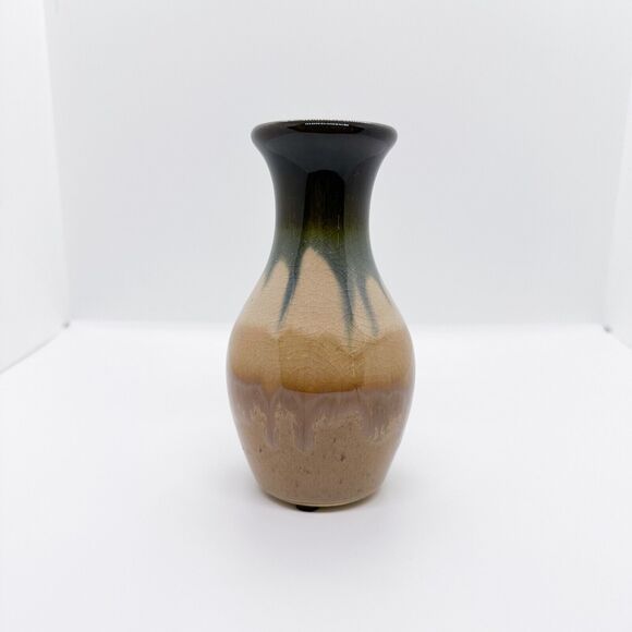 Handmade Vase Pottery Drip Glaze Crackle Natural Small Bud Art Studio Ocean - Picture 4 of 8